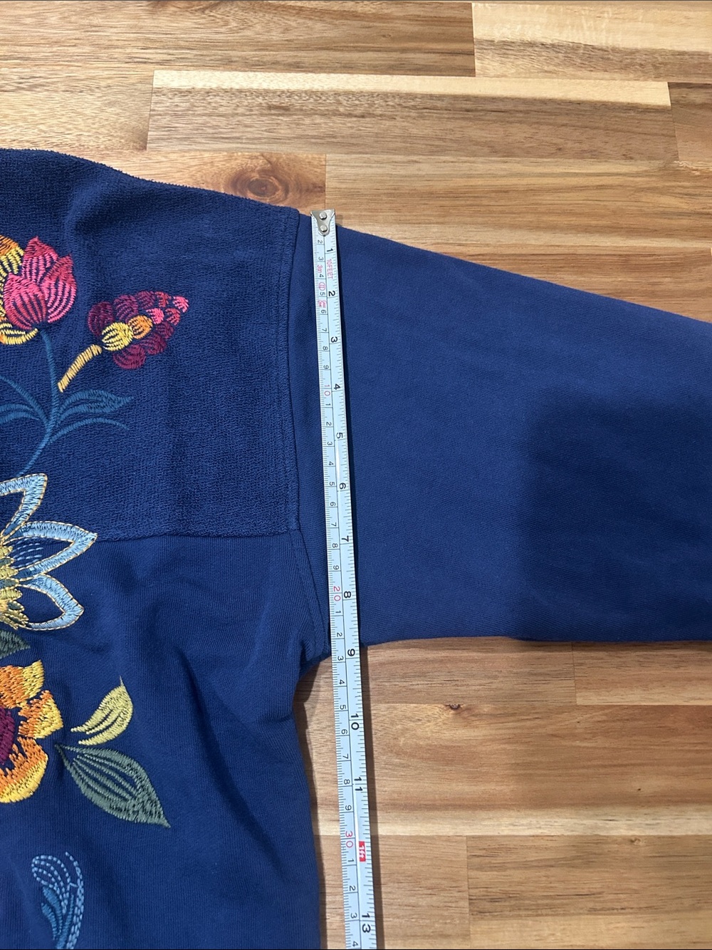 Johnny Was Blue Floral Embroidered Sweatshirt - Picture 10 of 12